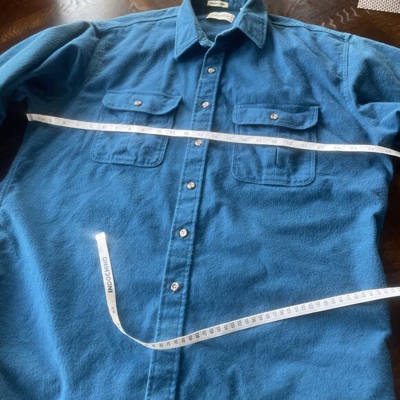 Vintage 1993 St John’s Bay Chamois Cloth Tea Blue Heavy Flannel Men’s XL Tall - Picture 8 of 14